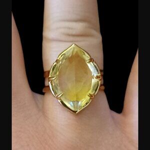 Stella And Dot Arabesque Yellow Crystal Adjustable Statement Ring OSFM